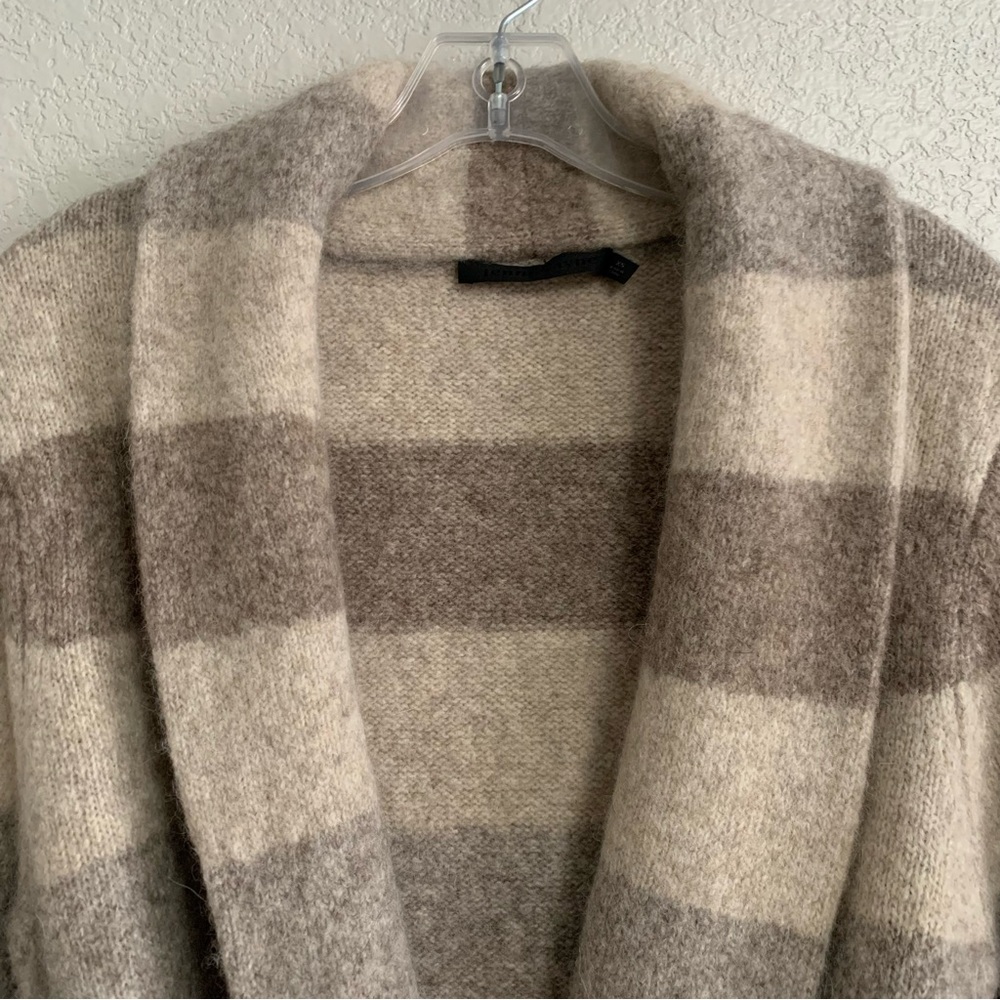 Jenni Kayne Belted Sweater Coat Cardigan Womens XS Wool Long Striped Pockets - Picture 6 of 16